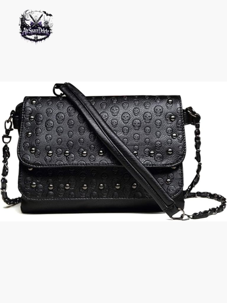 Vintage Skull Crossbody Bag With Detachable Strap Pu Leather Clutch Purse